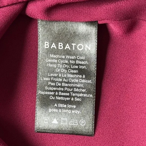 Aritizia Babaton Women's Randy Blouse Burgundy V Neck Short Sleeve Top Size M - Picture 6 of 7